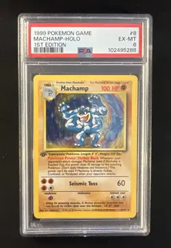 Machamp 8/102 Pokemon Base Set 1st Edition Holo Rare PSA 6 - Image 1