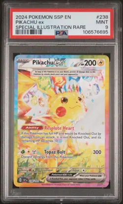 2024 POKEMON SSP EN-SURGING SPARKS SPECIAL ILLUSTRATION RARE PIKACHU EX PSA 9 - Image 1