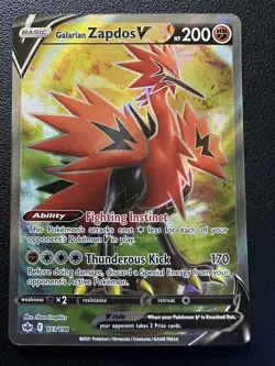 Pokemon TCG Galarian Zapdos V Sword & Shield - Chilling Reign 173/198 Holo Full - Image 1