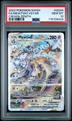 2023 POKEMON SWORD & SHIELD CROWN ZENITH #GG44 FULL ART/MEWTWO VSTAR PSA 10 - Image 1