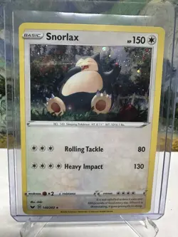 2020 SNORLAX 140/202 Cosmos Holo SWIRL Pokemon TCG Sword & Shield NM-Mint - Image 2