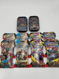 Pokemon Mega Evolution Lot Single Sleeved Booster Packs x8 and 2 Tins SEALED - Image 1