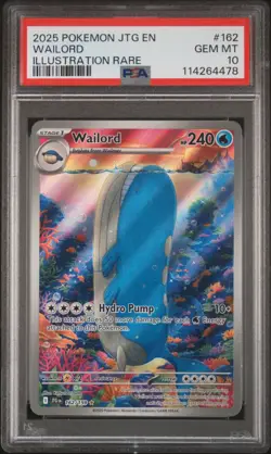 2025 POKEMON JTG EN-JOURNEY TOGETHER ILLUSTRATION RARE #162 WAILORD PSA 10 - Image 1