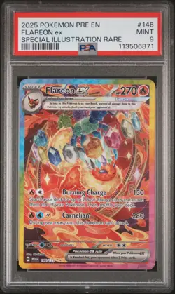 2025 POKEMON PRE EN-PRISMATIC EVOLUTIONS #146 FLAREON EX PSA 9 - Image 1