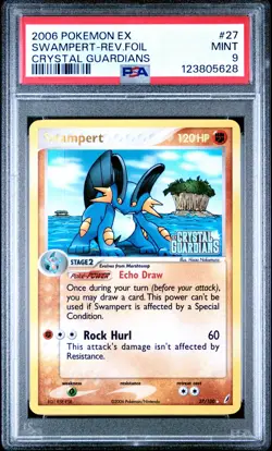 2006 POKEMON EX CRYSTAL GUARDIANS #27 SWAMPERT-REVERSE FOIL PSA 9 - Image 1