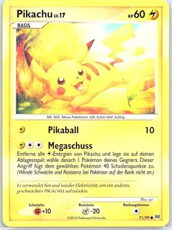 Pikachu 71/99 Non Holo - GERMANU - Arceus - Pokemon Card - LP - Image 1