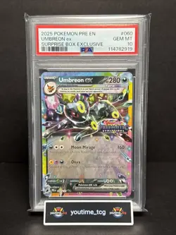 2025 Pokemon Pre En-Prismatic Evolutions Stamped Umbreon Ex #060 PSA 10 - Image 1