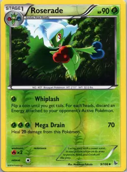 Pokemon TCG Roserade 9/106 - Uncommon - Reverse Holo XY FlashFire - Image 1