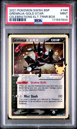 2021 POKEMON SWSH BLACK STAR PROMO #144 GRENINJA-GOLD STAR PSA 9 - Image 1