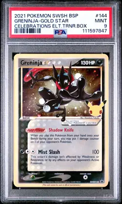 2021 POKEMON SWSH BLACK STAR PROMO #144 GRENINJA-GOLD STAR PSA 9 - Image 1
