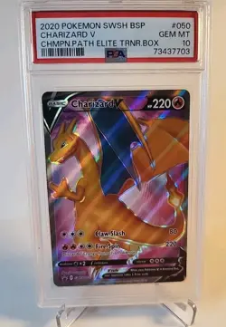 2020 Pokemon Champions Path ETB Promo Charizard V SWSH050 PSA Gem Mint 10 - Image 1