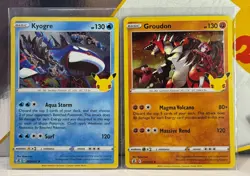 2 Pokemon Card Set Kyogre & Groudon Celebrations NM Holo Rare Cards - Image 1