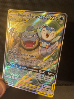 Pokemon GX 215/236 Cosmic Eclipse Blastoise Piplup Alt Art Card - Image 3
