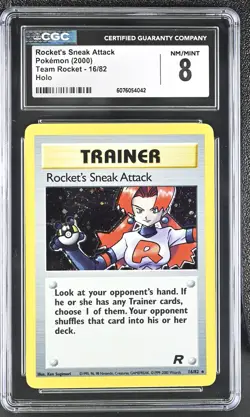 CGC 8 Rocket's Sneak Attack 2000 Team Rocket 16/82 Holo Pokemon Card - Image 1