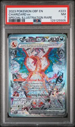 2023 Pokemon OBF EN Charizard ex 223/197 Special Illustration Rare PSA 7 - Image 1