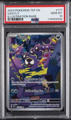 2024 POKEMON TEF EN-TEMPORAL FORCES ILLUSTRATION RARE #177 GASTLY PSA 10 - Image 1