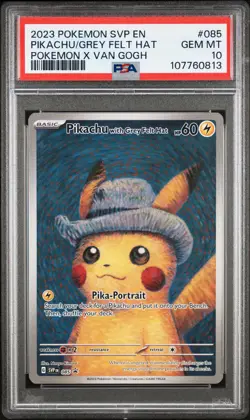 2023 POKEMON SVP EN-SV BLACK STAR PROMO #085 PIKACHU WITH GREY FELT HAT PSA 10 - Image 1