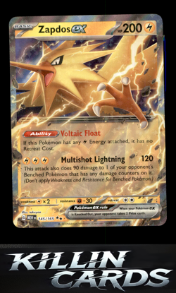 Zapdos ex - 145/165 145/165 Double Rare SV: Scarlet & Violet 151 Pokemon Card NM - Image 1