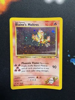 Blaine’s Moltres Rare Holo Gym Heroes 1/132 Pokemon Card WOTC Vintage - Image 1
