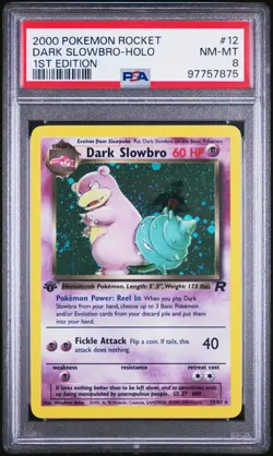2000 Pokemon Team Rocket 12/82 Dark Slowbro Holo 1st Edition PSA 8 NM-MT - Image 1