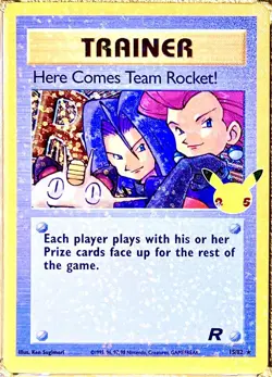 Celebrations Here Comes Team Rocket! 15/82 HOLO BLEED ERROR Pokemon TCG 2021 NM - Image 1