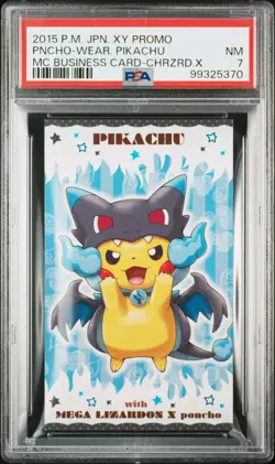 2015 POKEMON JPN XY PROMO PONCHO-WEARING PIKACHU PSA 7 - Image 1