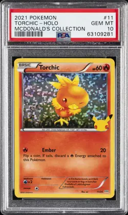 2021 POKEMON MCDONALD'S COLL #11 TORCHIC-HOLO PSA 10 - Image 1