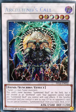Archfiend's Call (FIGA-EN032) - Secret Rare 1st Edition YuGiOh TCG Card - Image 1