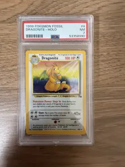 Pokemon TCG Dragonite Fossil Holo Rare Card 4/62 PSA 7 - Image 1
