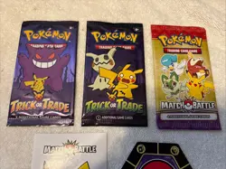 3 Unopened Packs Of Pokemon Cards With Match Battle Sticker & Game Piece - Image 2