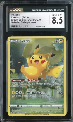 PIKACHU CROWN ZENITH GG30/GG70 POKEMON GALARIAN GALLERY HOLO CGC 8.5 NM/MINT - Image 1