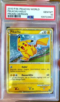 PSA 10 GEM MINT Pikachu HOLO WORLD COLL. PROMO 2010 Pokemon | GERMAN *2 x SWIRLS - Image 2