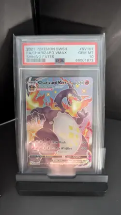 Pokemon Charizard VMAX SV107/SV122 Shiny Vault Holo FA Shining Fates PSA10 GEM - Image 1