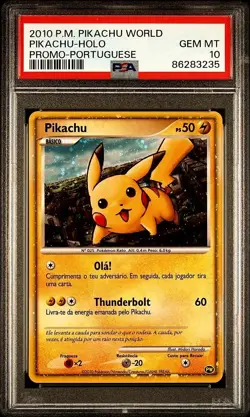 PSA 10 GEM MINT Pikachu HOLO WORLD COLLECTION PROMO 2010 Pokemon | PORTUGUESE - Image 1