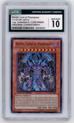 YuGiOh CGC 10 GEM MINT Raviel, Lord of Phantasms Ultra Rare LC02-EN003 LIMITED - Image 1