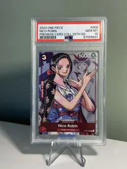 2023 ONE PIECE PREM BANDAI PREM CARD COLL 25TH ED #008 NICO ROBIN PSA 10 - Image 1