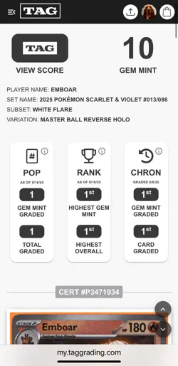 3x TAG 10 - Pop 1 Pokemon English Black Bolt & White Flare Master Ball Cards Lot - Image 4