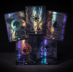 MTG Phyrexia Oil Slick Raised FOIL Basic Land Set #365 - #369 ONE OF EACH COLOR - Image 1