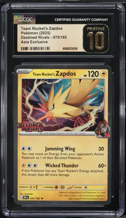 CGC Pristine 10 Team Rocket's Zapdos Asia Exclusive Destined Rivals Pokemon 070 - Image 1
