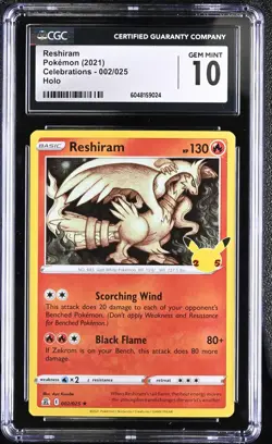 2021 POKEMON CELEBRATIONS #002 RESHIRAM CGC 10 - Image 1