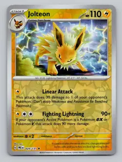 Reverse Holo Jolteon #135/165 Rare SV: Scarlet & Violet 151 Pokemon - Image 1