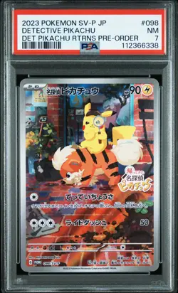 2023 POKEMON JPN SV-P PROMO #098 DETECTIVE PIKACHU PSA 7 - Image 1