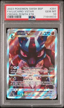 2023 POKEMON SWSH BLACK STAR PROMO #291 FULL ART/LUCARIO VSTAR PSA 10 - Image 1
