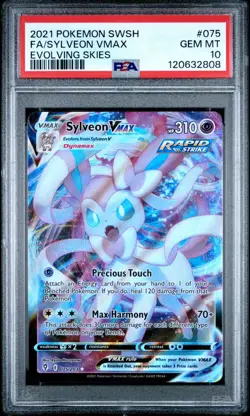 2021 PSA 10 FA Sylveon VMAX #075 Full Art Pokemon TCG SWSH Evolving Skies - Image 1