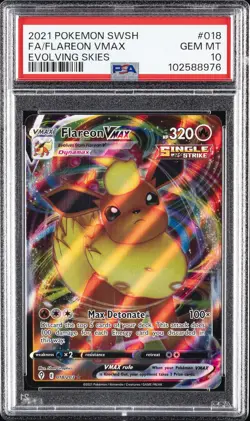 2021 POKEMON SWORD & SHIELD EVOLVING SKIES #018 FULL ART/FLAREON VMAX PSA 10 - Image 1