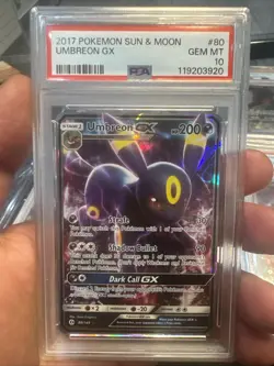 Umbreon GX PSA 10 Ultra Rare Full Art Pokemon Sun And Moon Base Set 80/149 - Image 1