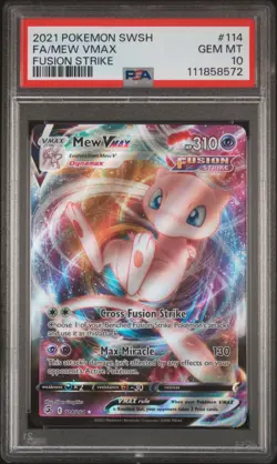 2021 POKEMON SWORD & SHIELD FUSION STRIKE #114 FULL ART/MEW VMAX PSA 10 - Image 1