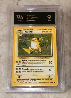 Wag Graded Gem Mint 9 Raichu 014/102 Base Set Holo Vintage Pokemon Slab - Image 1