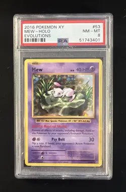 2016 Pokemon XY MEW - HOLO EVOLUTIONS - PSA 8 - Rare Vintage Card No 53 - Image 1