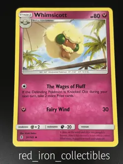 Whimsicott 91/145 Uncommon Guardians Rising Sun & Moon Pokemon Card 2017 - Image 1